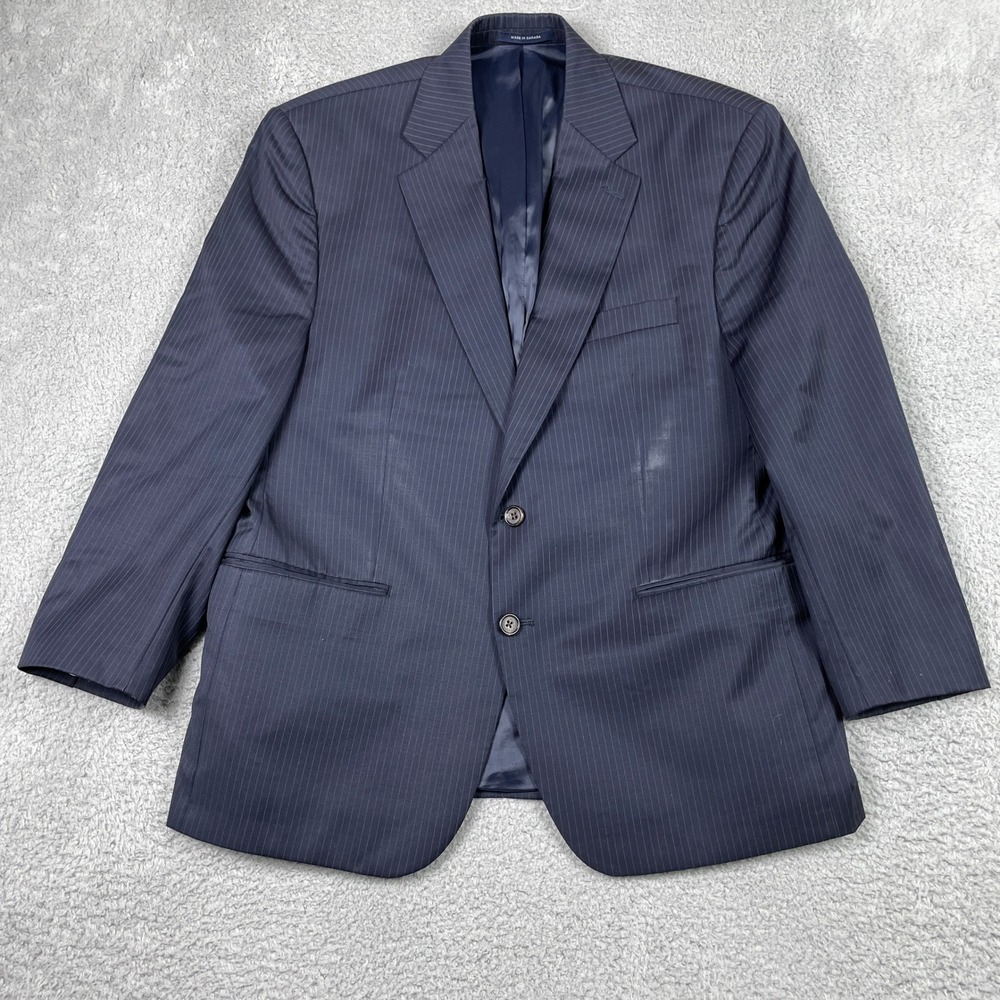 Ralph Ralph Lauren Suit Jacket Mens 44S Navy Blue Pinstripe 100% Wool Blazer
